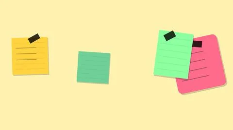 Colorful sticky notes on yellow background Stock Illustration