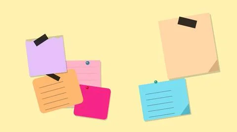 Colorful sticky notes on yellow background Stock Illustration