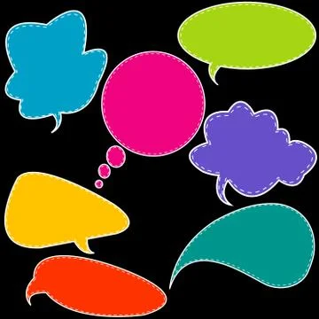 Colorful stitched speech bubbles Stock Illustration