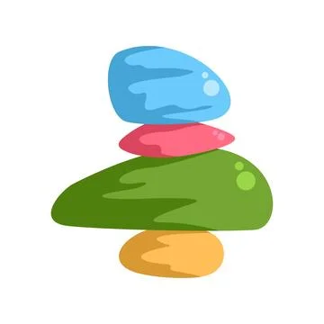 Colorful stones balancing creating calming zen stack Stock Illustration