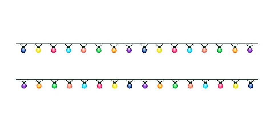 Colorful Straight String Lights Border Clipart for Festive Designs Stock-Illustration