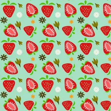 Colorful Strawberry Pattern Illustration Stock Illustration