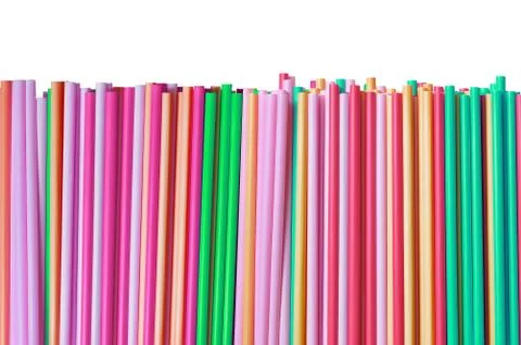 Colorful straws isolated on white Fotos Stock
