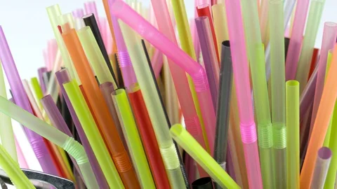 Colorful Straws Rotating Close-Up Stock Footage 90827036