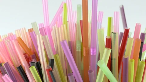 Colorful Straws Rotating Stock Footage 90827582