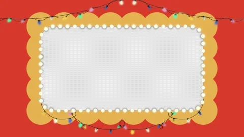 Colorful String Lights Decorative Scalloped Frame Transparent Overlay 4K Stock Footage 336684695