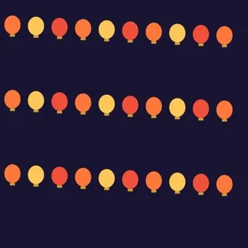 Colorful string lights in warm gradient tones on dark background Stock Illustration
