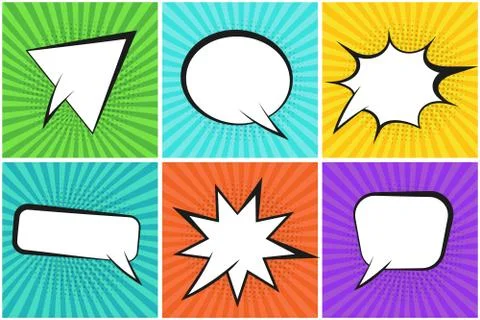 Colorful striped backgrounds with speech bubbles Stock Illustration