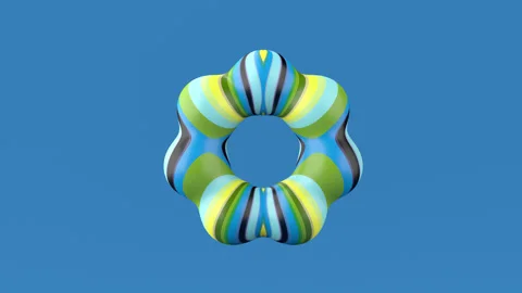 Colorful striped circle shape. Black background. Abstract animation, 3d render. Stock Footage 237031072