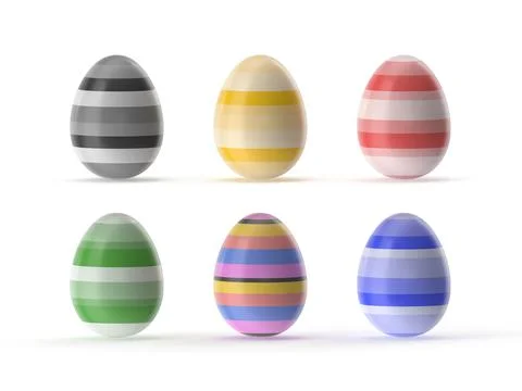 Colorful Striped Easter Eggs Display Stock Illustration