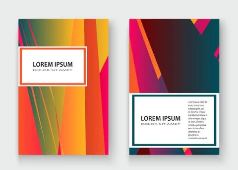 Colorful striped lines pattern geometric shape background. Creative cover set Stock Illustration