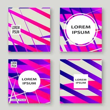Colorful striped lines pattern geometric shape background. Creative cover set 스톡 일러스트