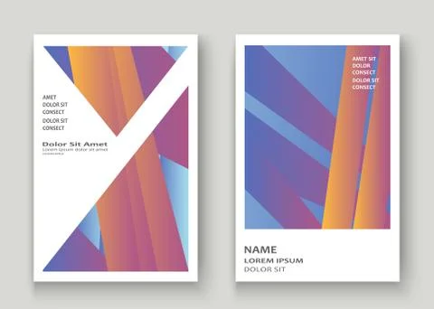 Colorful striped lines pattern geometric shape background. Creative cover set Stock Illustration