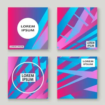 Colorful striped lines pattern geometric shape background. Creative cover set Stock Illustration