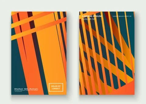 Colorful striped lines pattern geometric shape background. Creative cover set Stock Illustration