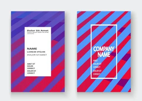 Colorful striped lines pattern geometric shape background. Creative cover set Illustrazione stock