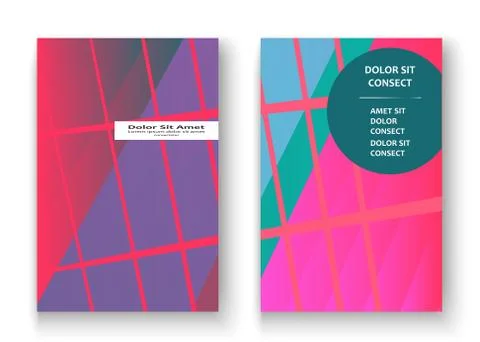 Colorful striped lines pattern geometric shape background. Creative cover set Illustrazione stock