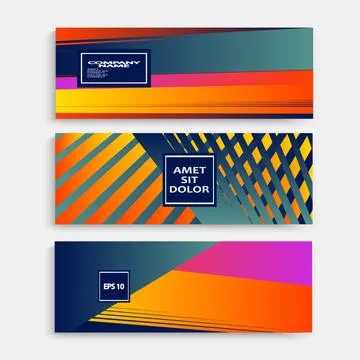 Colorful striped lines pattern geometric shape background. Creative cover set Illustrazione stock