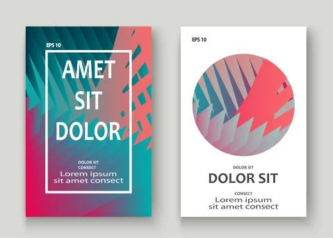 Colorful striped lines pattern geometric shape background. Creative cover set Stock Illustration