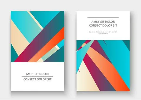 Colorful striped lines pattern geometric shape background. Creative cover set 스톡 일러스트