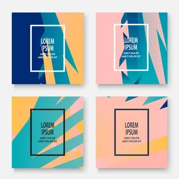 Colorful striped lines pattern geometric shape background. Creative cover set Stock Illustration