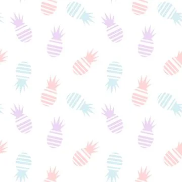 Colorful striped pineapples seamless vector pattern background illustration Stock Illustration