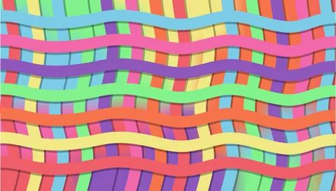 Colorful striped wave pattern on gradient mesh background. Stock Illustration