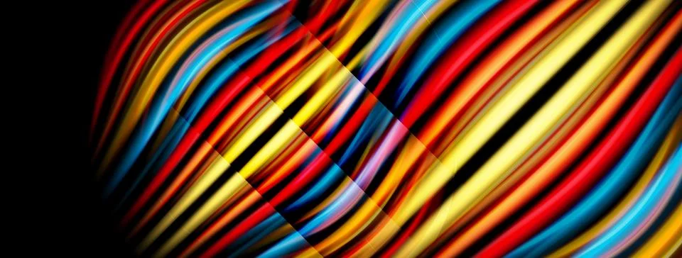 Colorful stripes create dynamic wave pattern. Bright hues blend, forming Stock Illustration
