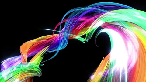 Colorful stripes in a rainbow in circular formation twist, move in a circle Stock Footage 101769788
