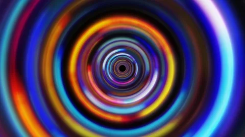 Colorful styized glowing ring tunnel fly though Stock Footage 112583331