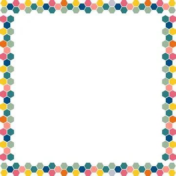 Colorful stylish geometric empty frame. Vector bee hive frame for text. Moder Stock Illustration
