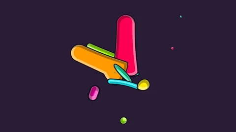 Colorful Stylized 2D Animation Of A Bending Knee Joint With Floating Particles Video stock 341052753