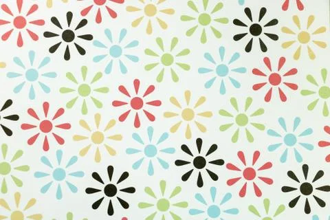Colorful stylized flowers background representative of the 70s Stock Illustration