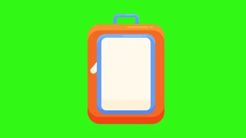 Colorful Stylized School Bag or Backpack Icon Isolated on Green Screen Chroma Stock Footage 345930595