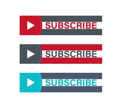 Colorful subscribe button set with different colored steps on white backgroun 스톡 일러스트