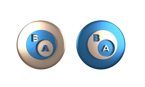 Colorful Subsets, mathematics, a is subset of b icon isolated on white back.. Stockillustratie