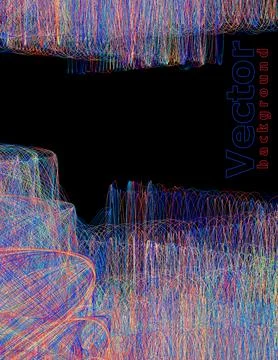 Colorful subtle shading by thin wavy lines on a black background Stock Illustration