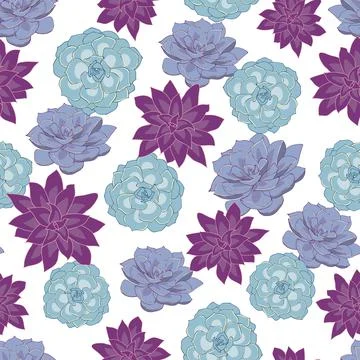 Colorful succulents vector seamless pattern design illustration Stock Illustration
