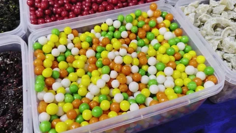 Colorful Sugar Candy Balls Closeup Indian Sweets Stock Footage 333375321
