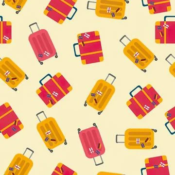 Colorful suitcase pattern with pink and orange luggage 스톡 일러스트