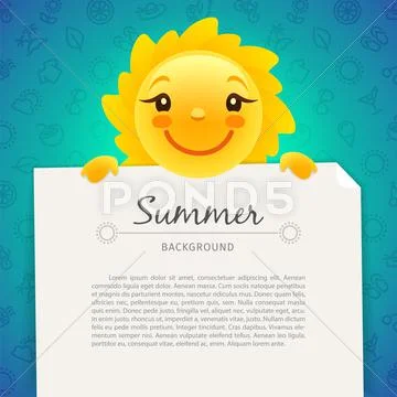 Colorful Summer Background with Copy Space Stock Illustration
