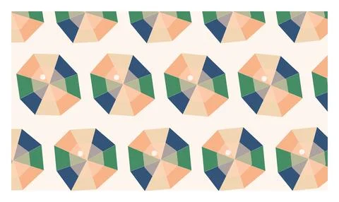 Colorful summer beach umbrellas pattern with green and orange tones on soft.. Stock Illustration