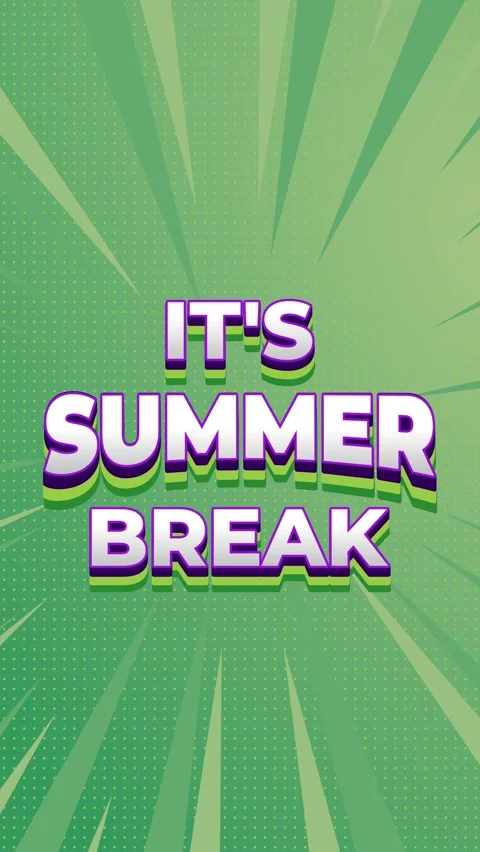 Colorful Summer Break Motion Text with Dynamic Green Background Rays Stock Footage 333688526