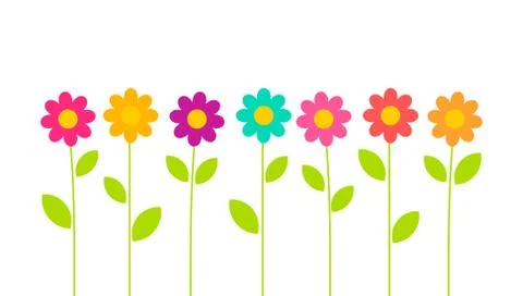 Colorful summer flowers growing in the garden on white background. Flower vec Stock Illustration