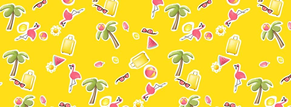 Colorful summer seamless pattern featuring Stock Illustration