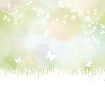 Colorful summer spring background with flowers and butterfly Stock Illustration