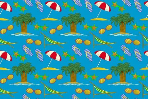 Colorful Summertime Beach Vector Pattern Illustrazione stock