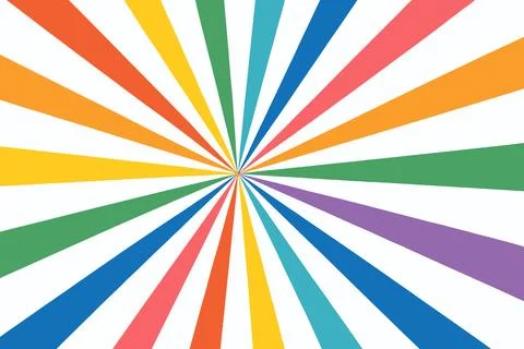 Colorful Sunburst Pattern with Rays on White Background Stock Illustration