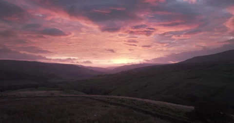 Colorful sunrise over Swaledale Stock Footage 289523853
