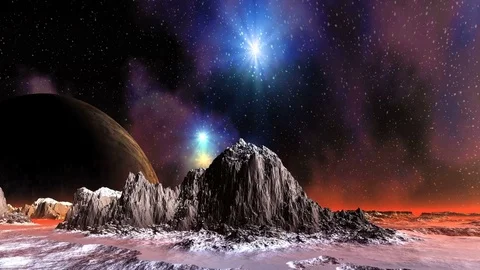 Colorful Sunset on Alien Planet Stock Footage 84300657